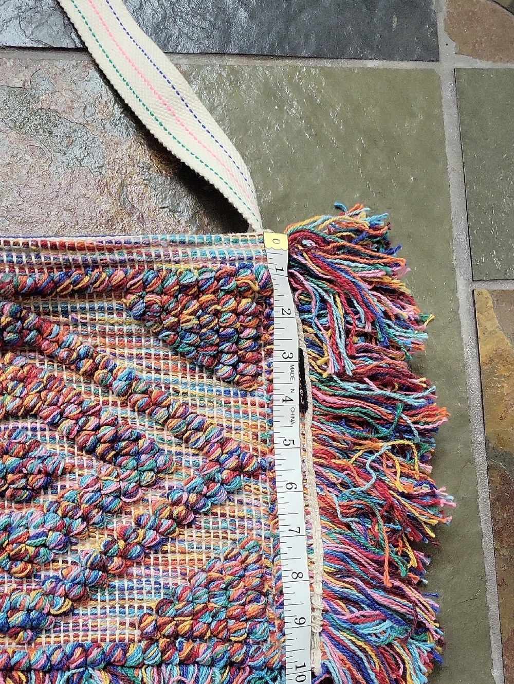 Multicolor Fringe Woven Crossbody Bag with Cream Strap - Picture 10 of 13